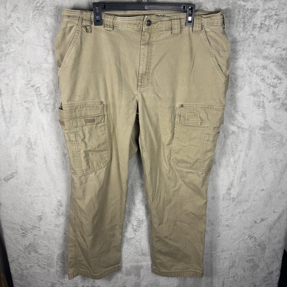 DULUTH Flex Fire Hose Cargo Pants Mens Sz 42x32 Brown Khaki Relaxed Fit Outdoor - Picture 1 of 13